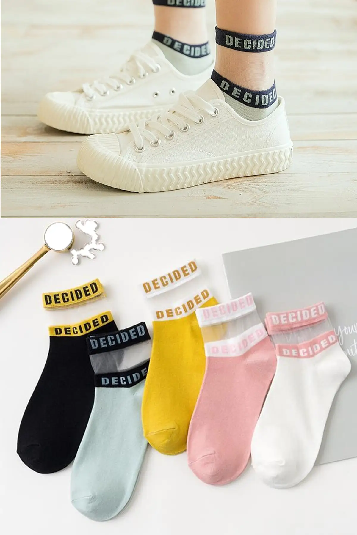 

Patterned Tulle Women's Socks 5 Pairs, Different Colors, Black, White, Pink, Blue, Yellow Daily Use, Free Shipping