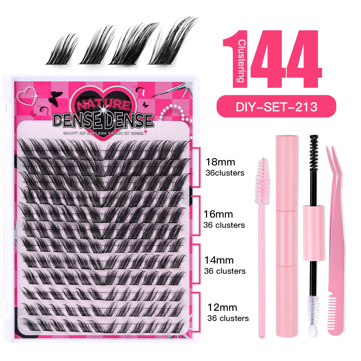 Single-cluster DIY Hot Explosions 144 Clusters of Large-capacity DIY Oblique Flying Cat Eye Fox Eyelashes 12-18mm Eyelashes