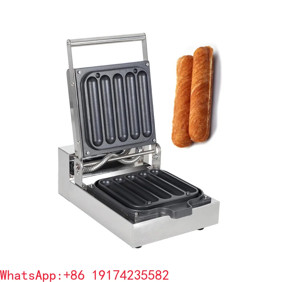 

Commercial 5 Grate Waffle Iron Electric Sausage Sticks Machine Stainless Steel Chicken Roll Hot Dog Stick Waffle Maker Machine