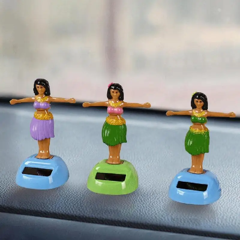 Brinquedos de dança de menina havaiana movidos a energia solar balançando cabeça bobble havaí balançando animado menina boneca decoração do painel do carro