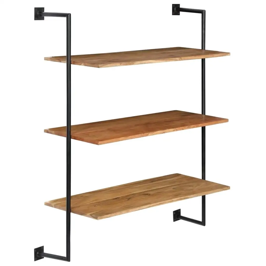 37x13.7x44.4 Acacia Wood Wall Shelf - Stylish & Durable Home Storage Solution