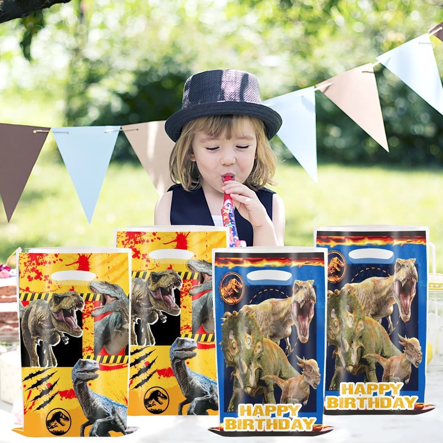 Dino Theme Birthday Child Gift Bag Party Decoration Goody Biscuit Loots Candy Bag Baby Shower Dinosaur Party Favors Supplies view 6