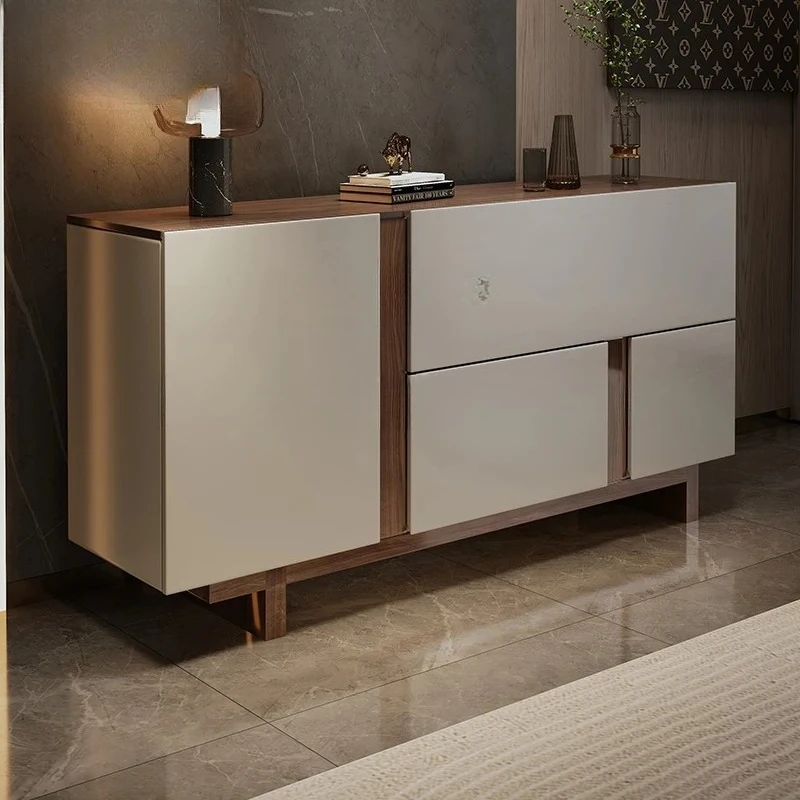 PYH Minimalist Entry Entrance Cabinet Light Luxury Modern Solid Wood Bucket Cabinet Dining Room Decorative