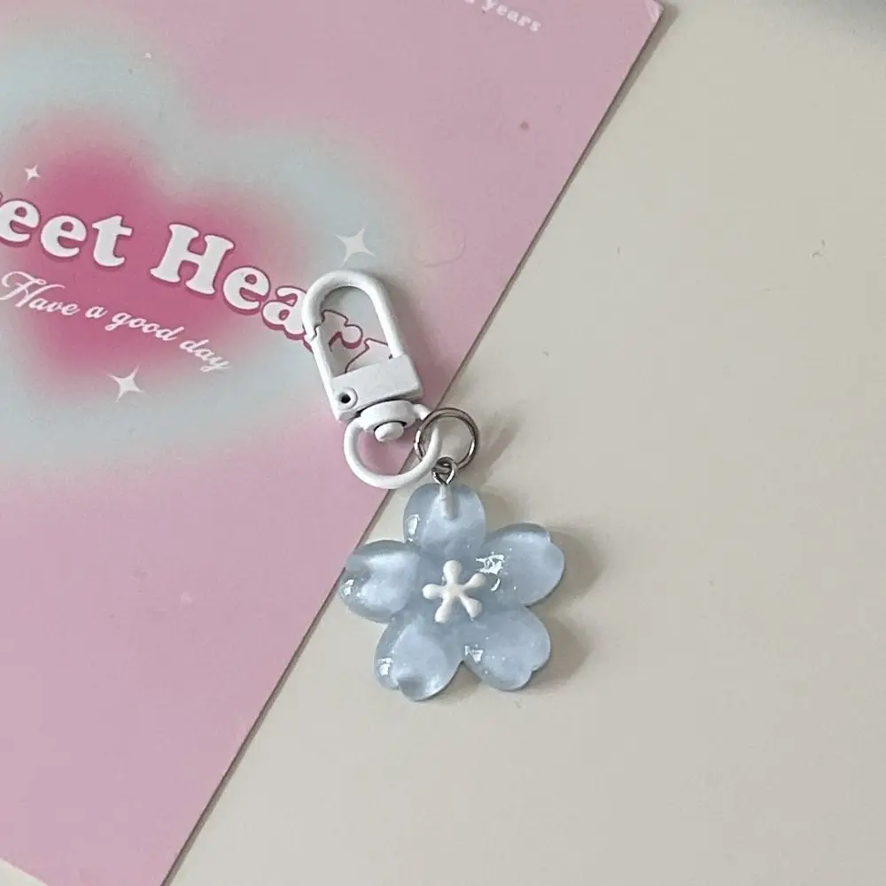 Simulated Sakura Key Chain Resin Flower Jelly Sakura Pendant Keyring Keyring Romantic Translucent Flower Doll Pendant