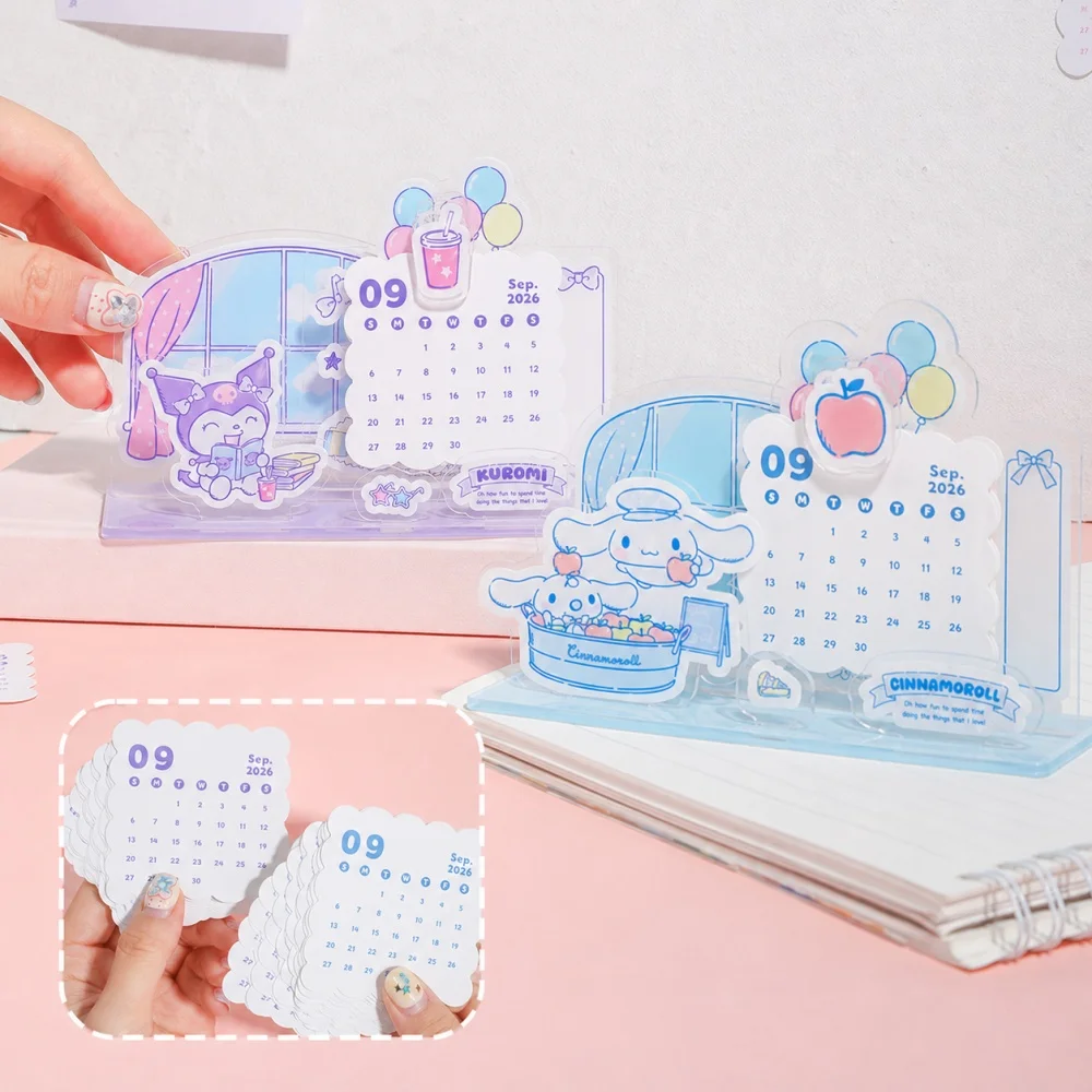 2027 New Genuine Sanrio Kuromi Cinnamoroll Melody Acrylic Daily Schedule Calendar Kawaii Tabletop Decorative Perpetual Calendar view 2