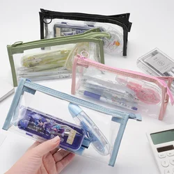 Transparent Pencil Case Large Capacity Pen Bag Cosmetic Bag Kawaii Back to School Supplies for Girls Kids Stationery Items Gifts