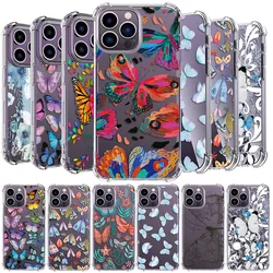 Fashion Butterfly Phone Case For iPhone 15 14 13 12 11 Pro X XS XR Max 7 8 Plus SE 2022 Mini Colorful Print Soft TPU Back Cover