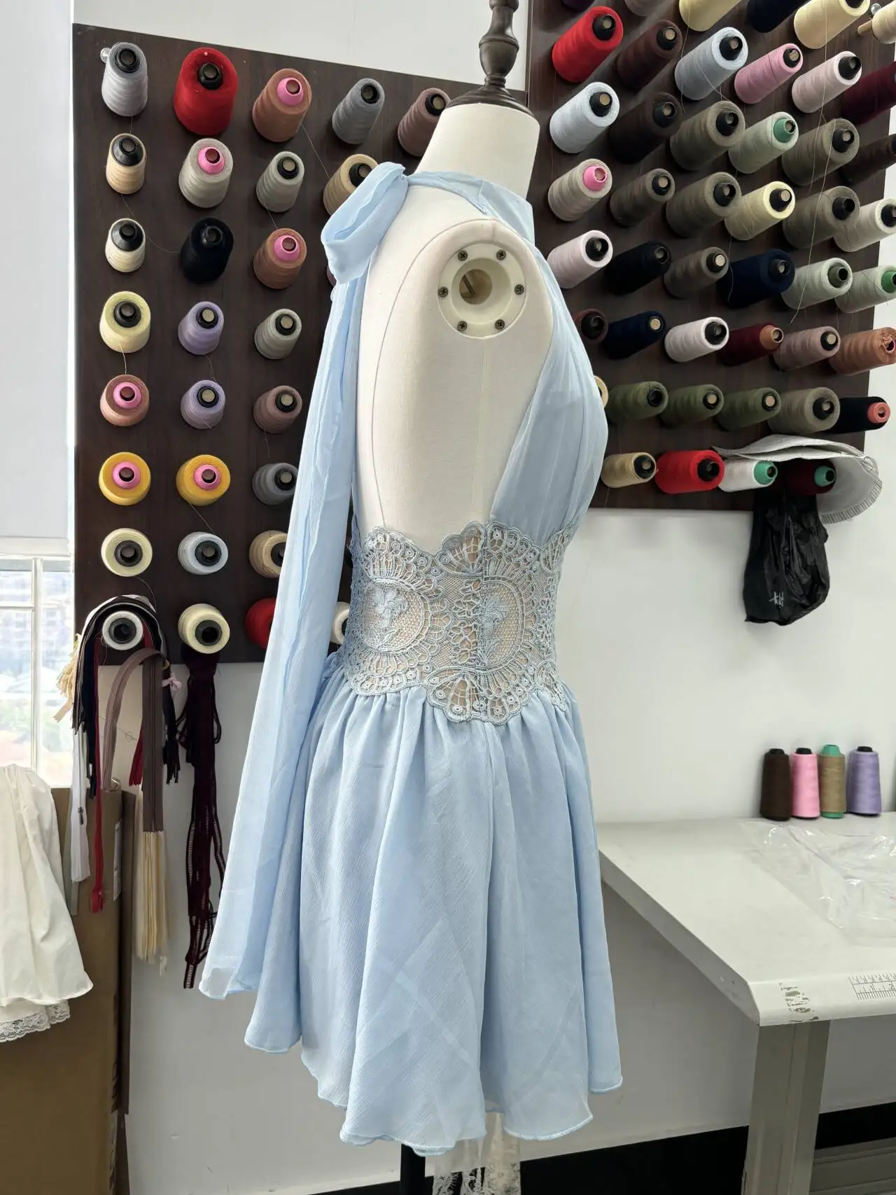 Sexy sleeveless halter mini dress—sheer, cutout, flowy open-back vacation dress (New Summer 2026 Collection)
