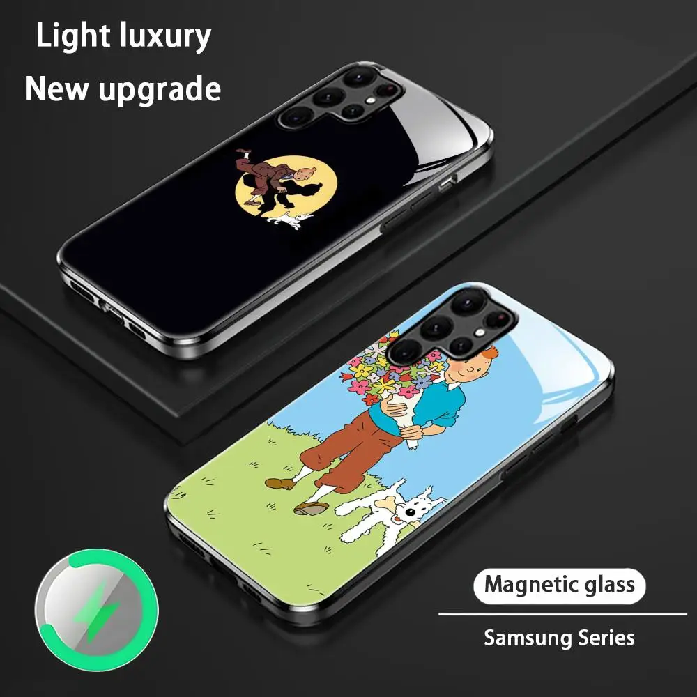 Classic cartoon adventures tintin fashion Phone Case For Samsung S26 S25 S24 S23 S22 S21 S20 Plus Ultra Note Glass Magnetic Case