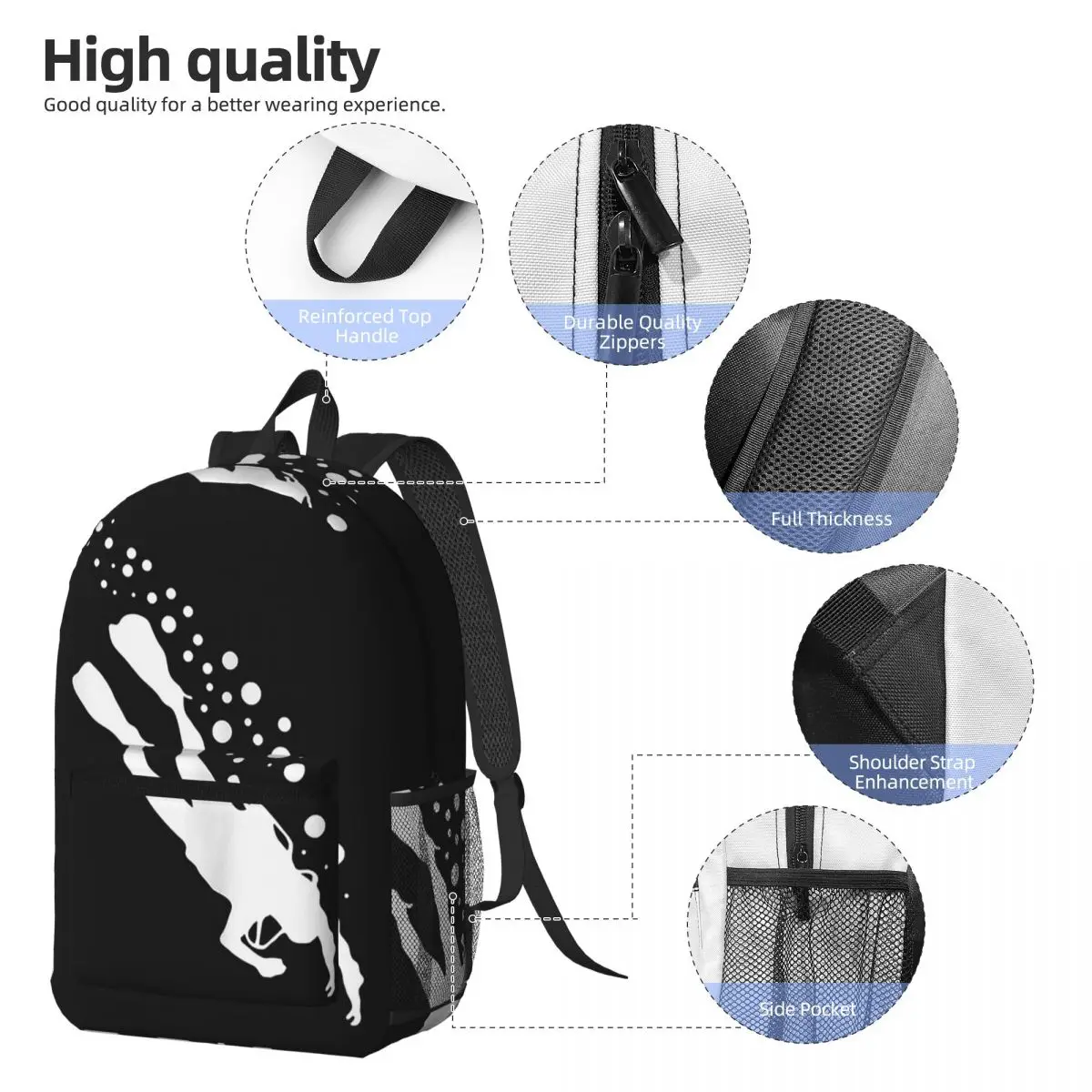 Scuba Diving Apparel Scuba Diving Backpack Daypack Large Capacity Children BookBag School Bag Shoulder Bags for Men Women