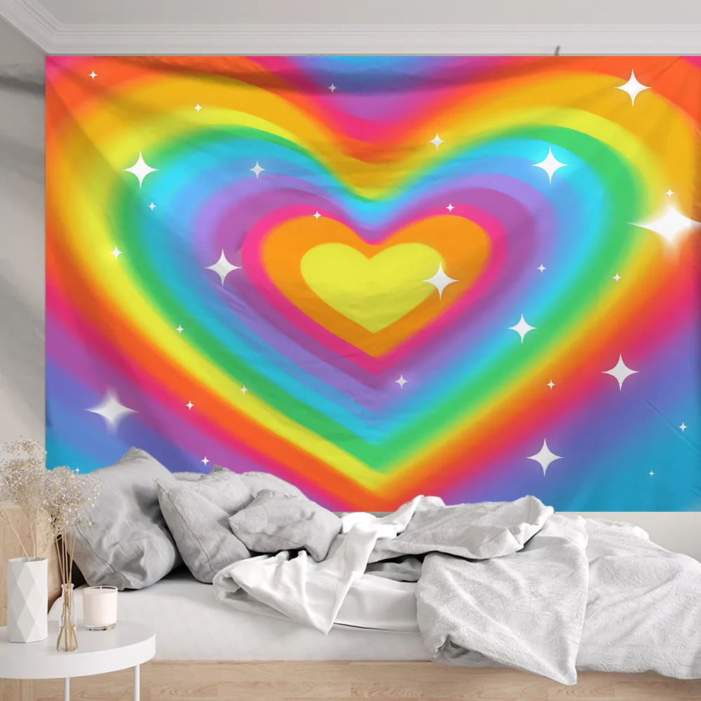 Love-themed tapestry as the background fabric for the room. Simple tapestry for wall-mounted decoration in the bedroom.