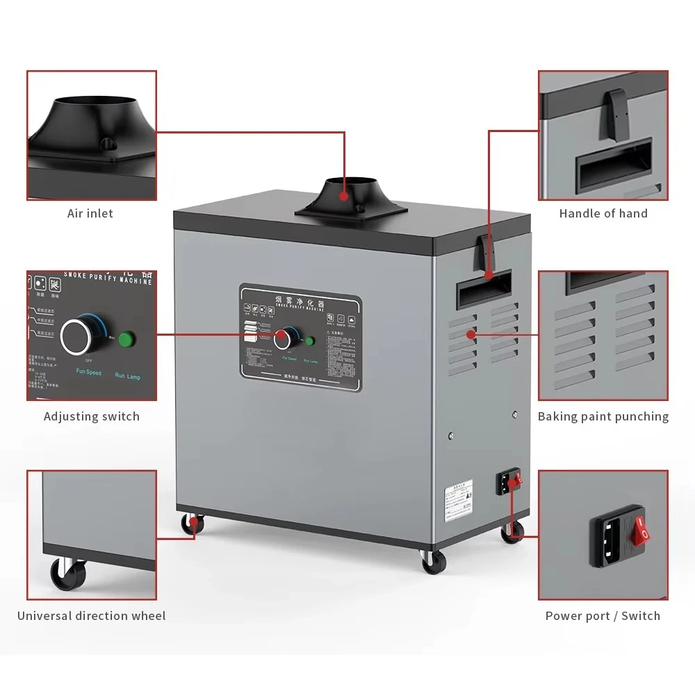 Extrator de fumaça de soldagem com filtro de combustão industrial