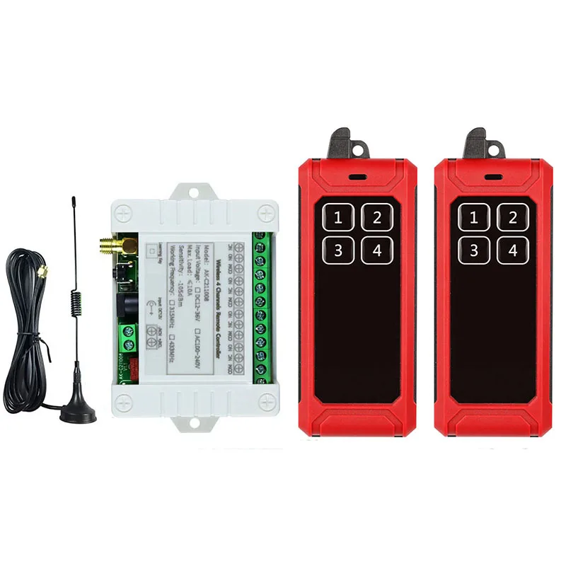 

1000 м DC12V24V 36V 4CH беспроводной пульт дистанционного управления светодиодный выключатель света релейный выход радио RF водонепроницаемый передатчик и приемник 433 МГц