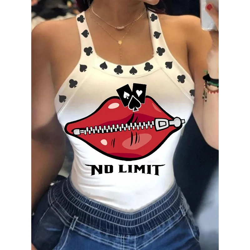 

Kriananas Sexy Print Tanks Tops for Woman 2025 Sleeveless Slim Fit Fitness Sportwear Multi-Colored Breathable Chic Tees 102585