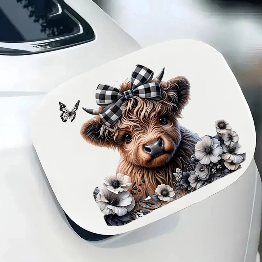 

Glamorous Highland Cow Car Sticker, Suitable for Laptop, Car, Truck, Van, SUV, Motorcycle, Wall, Bumper, Window