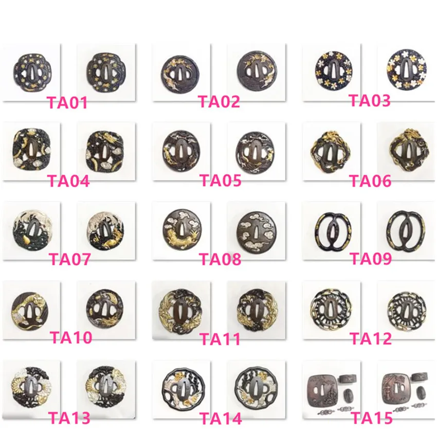 Japan Copper Carved Tsuba Guard Plating Gold Silver Parts For Japanese Sword Samurai Katana Fittings High Quality