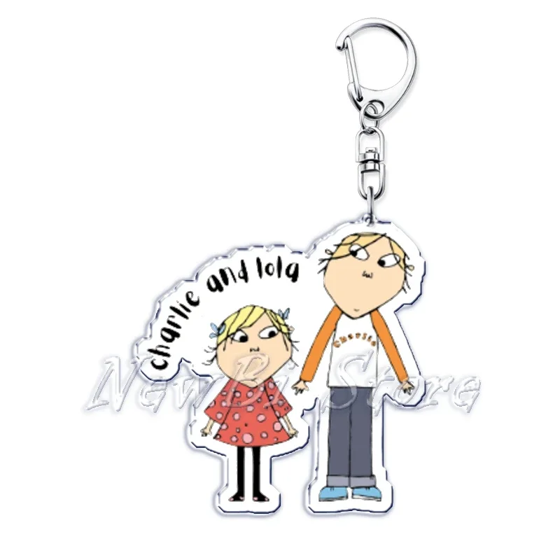 Cute Cartoon TV Series Charlie and Lola Kids Keychain for Women Accessories Lauren Child Pendant Keying Jewelry Friends Gift