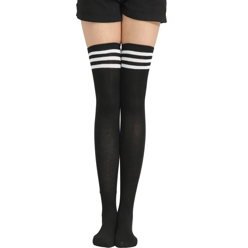 JK-Bas de Cosplay pour Femme, Chaussettes sulfLolita à Bandes Vertes et Blanches, Au-dessus du Genou, Cuisse Haute, de Compression