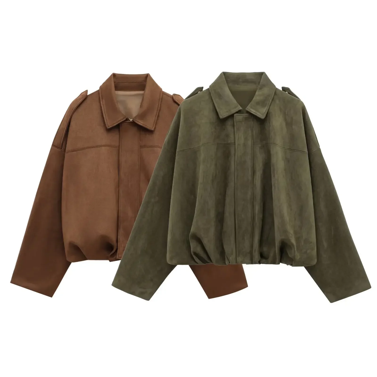 

Autumn New Fashion Velvet Texture Pilot Jacket Women Early Cross-Border Clothing Female Full Sleeve Tops