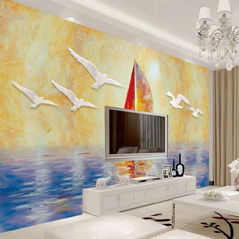 MU8238 Creative Green Plant Leaves Mural Wallpaper Living Room Bedroom TV Background Wall Home Decor 3D Wall Covering Fresco