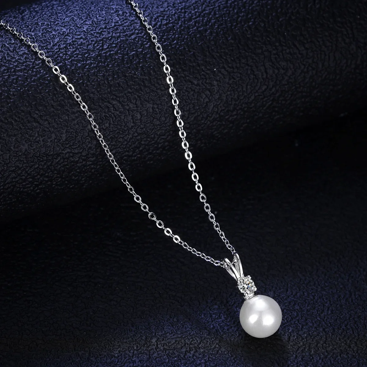 Lumia Luxury-inspired Moissanite Classic Four-Prong  PT950 Platinum Necklace with Natural Freshwater Pearl Pendant