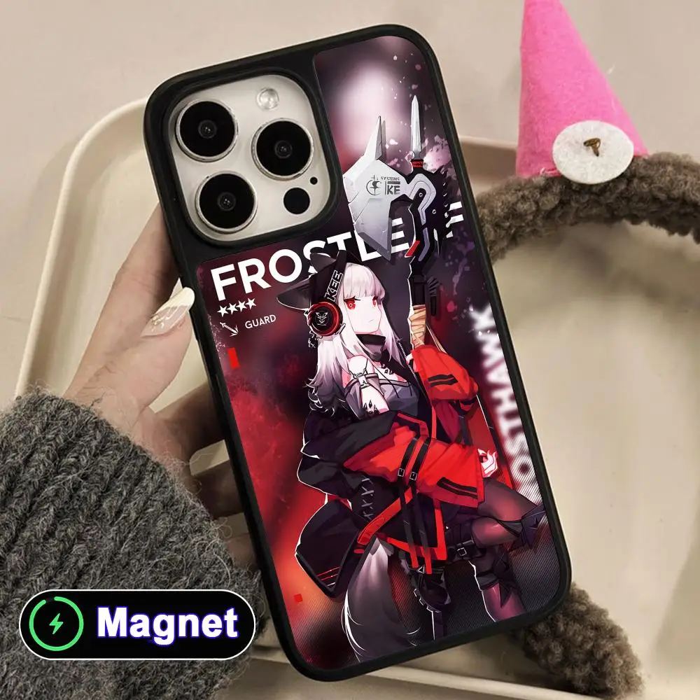 Coque de téléphone Arknights Frostleaf pour iPhone 18 17 16 15 14 13 12 11 Air Pro Max Plus, surface mate, coque magnétique