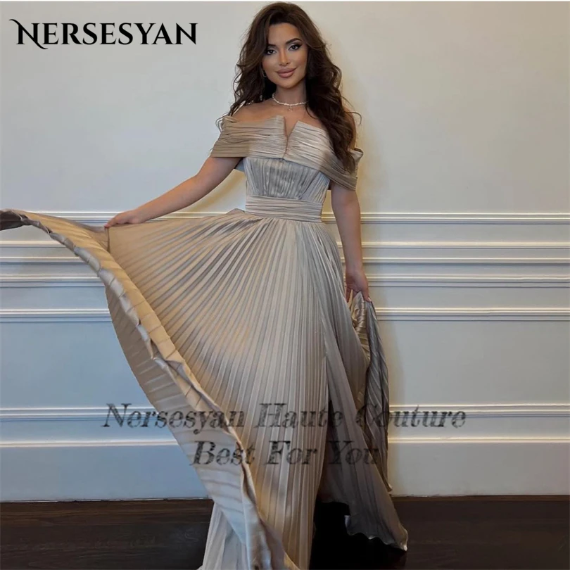 Nersesyan Modern Off The Shoulder Formal Evening Dresses A Line Draped Party Gowns Floor-Length Pleats Vestidos De Fiesta 2023