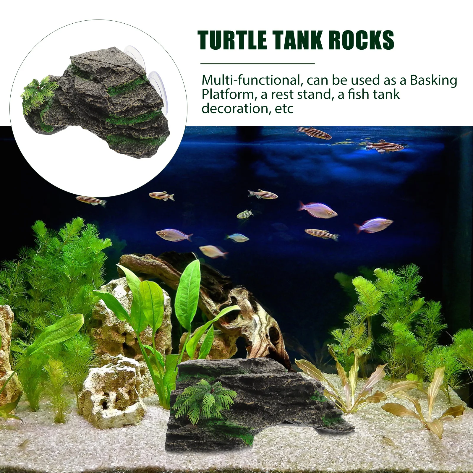 

Large Turtle Basking Platform Rock for Tank Decoration Reptile Rest Stand Simulation Sunning Area Exercise Fitness Enhancement