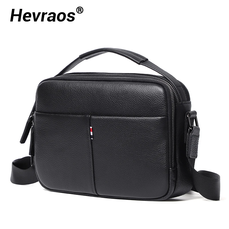 Men Shoulder Bag Business Genuine Leather Fashion Messenger Casual Handbags Travel Black Waterproof Crossbody Flap High Quality