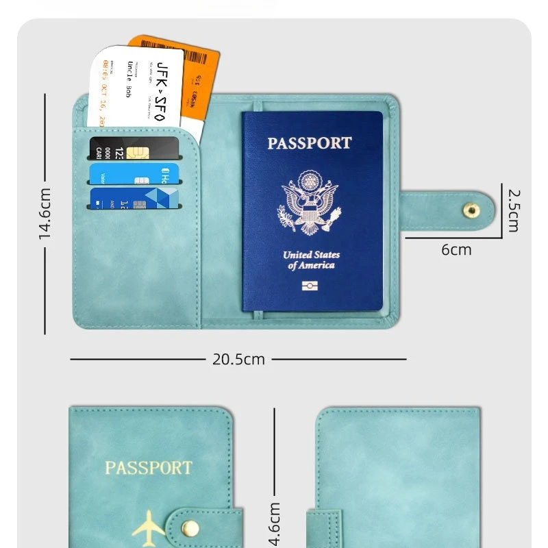Clip per passaporto con cerniera per aereo Slot per carte multiple Copertina per passaporto Porta carte d'identità Porta carte di credito Porta passaporto Accessori da viaggio