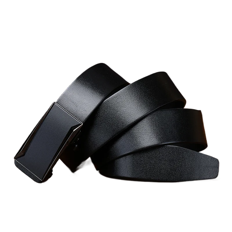 Men's Toothless Inner-wear Automatic Buckle Genuine Leather Belt, Simple Business Formal Trousers Belt