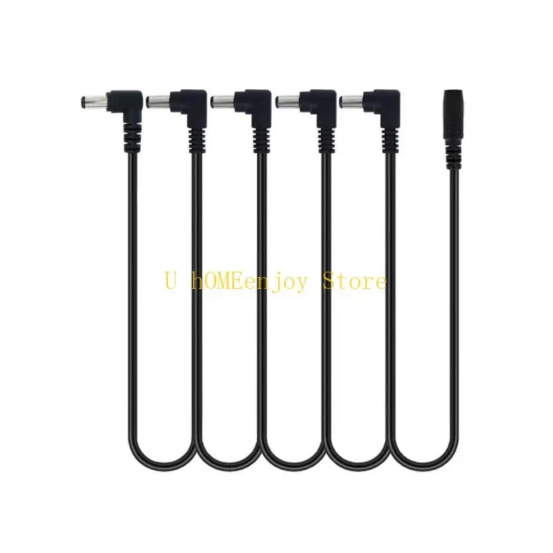 B0KF 5 Way Guitar Effect Pedal Chain Power Supply Cable Splitter Wire Cord