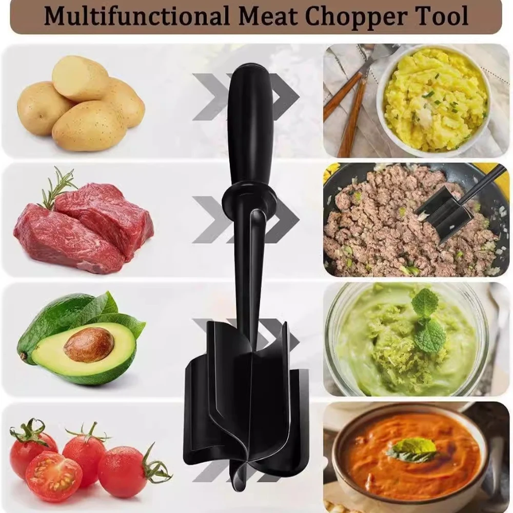 Handheld Meat Masher Ergonomic Design Nylon Material Durable Heat-Resistant Kitchen Tool Potato Masher Hamburger Smasher image 2