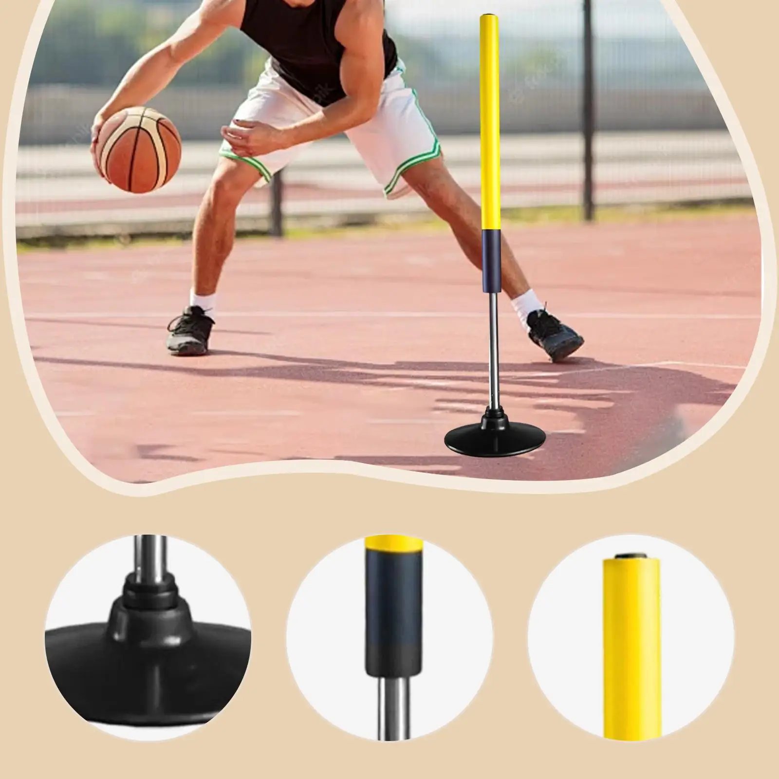 معدات تدريب كرة السلة على شكل عمود خفة الحركة، كرة سلة متعددة الاستخدامات وسهلة التخزين