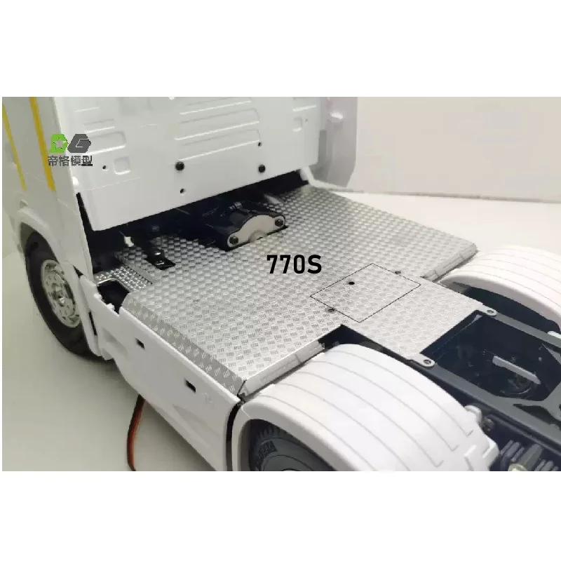 1 Stück Simulations-Metall-Silber-Groß-Schutzplatte 1/14 Tamiya RC Truck Auto für Scania 770s R620 R470 Benz 1851 MAN DIY Teile Spielzeug – Detail 2