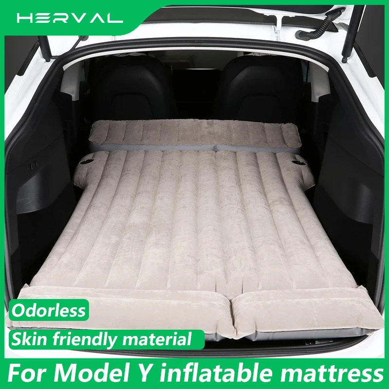 

Herval for Tesla Model Y SUV Self-Inflating Mattress PVC Flocking Waterproof Outdoor Camping Travel Portable Inflatable Bed