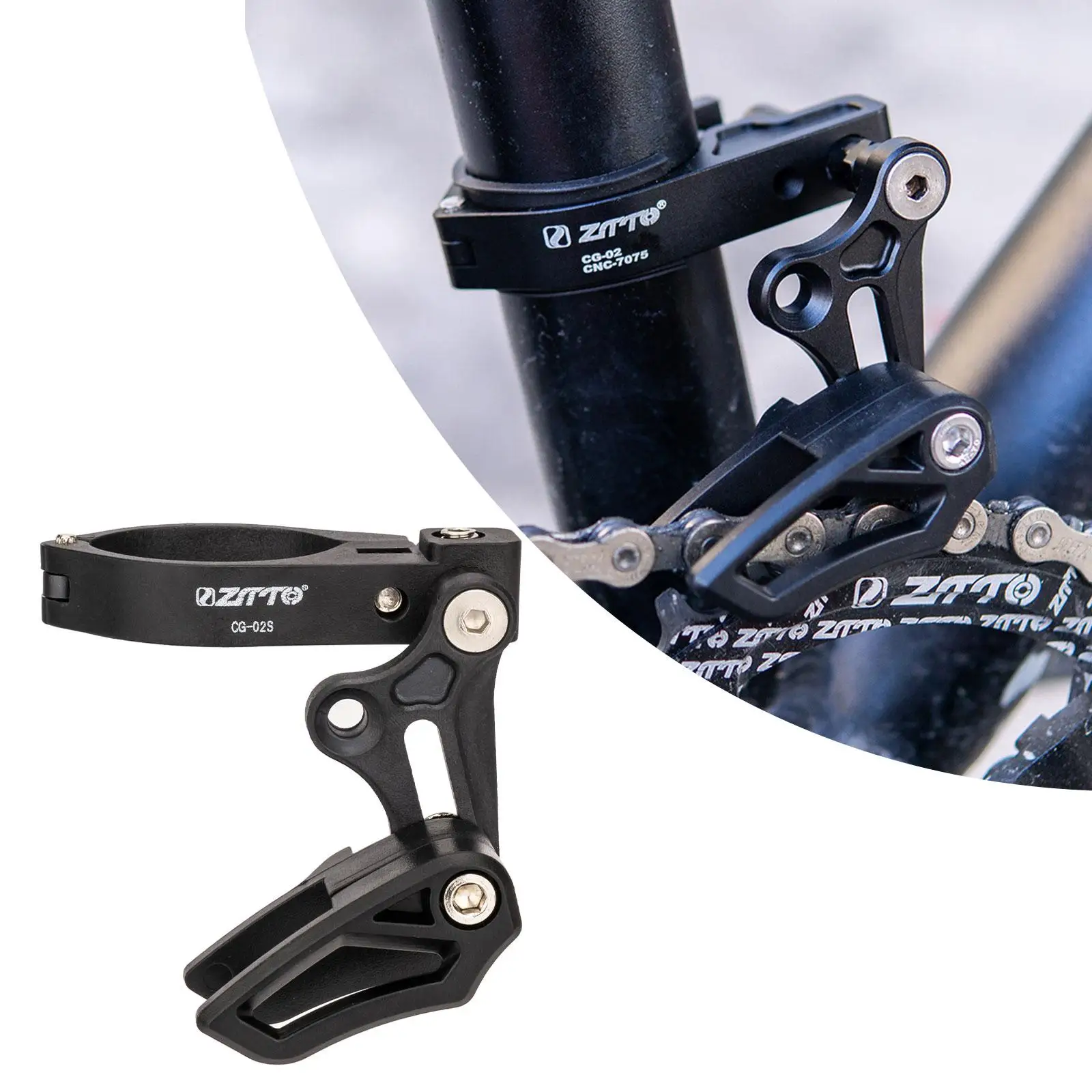Guida catena per bicicletta Stabilizzatore catena bici MTB Corona bici stretta Morsetto per ingranaggi da strada regolabile Guida ampia Guida da montagna M D7X6