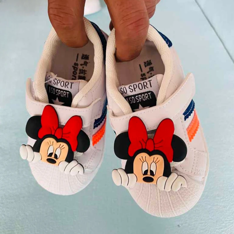 Disney Children\'s Casual Shoes Cartoon Spiderman Boys and Girls Outdoor Sneakers Toddler Cute Mickey Anti-slip Shoes 0-6Years