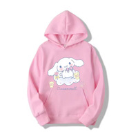 MINISO Cinnamoroll Women Hooded Pullover Sweatshirt Adorable Pastel Style Soft Fleece Fabric Kawaii Streetwear for Daily Fashion