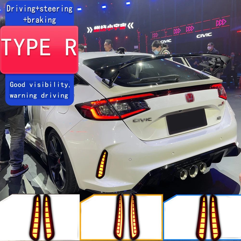 

LED Bumper Light For Honda Civic Type R typer 2023 2024 3-in-1 Rear Fog Lamp Brake Light Dynamic Turn Signal Reflector