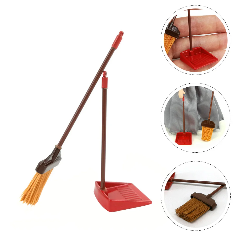 House Broom Mini DIY Toy 1:12 Household Ornament Furniture Pretend Play Kid Model Small Decor Dustpan Kids Toys