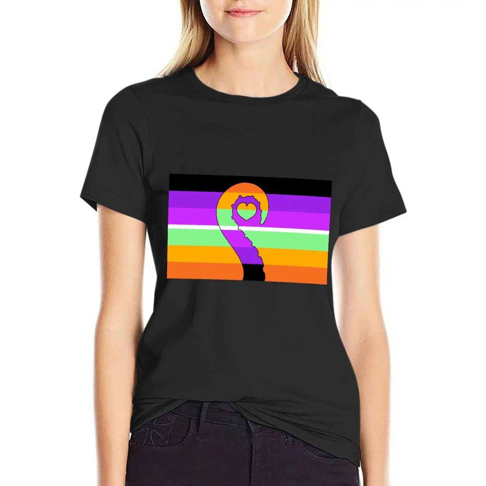 Terato Pride Flag with Tentacle T-Shirt hippie clothes tees vintage clothes cute tops workout t shirts for Women