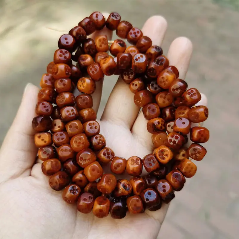 Camel bone dice beads 108-piece Buddhist bead bracelet, personalized multi-color ethnic style long bracelet