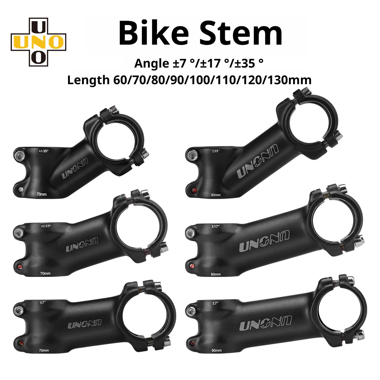 UNO Bicycle Stem Ultralight 7 17 35 Degree Mountain Road Bike Stem 60/70/80/90/100/110/120/130mm MTB Power Cycling Parts