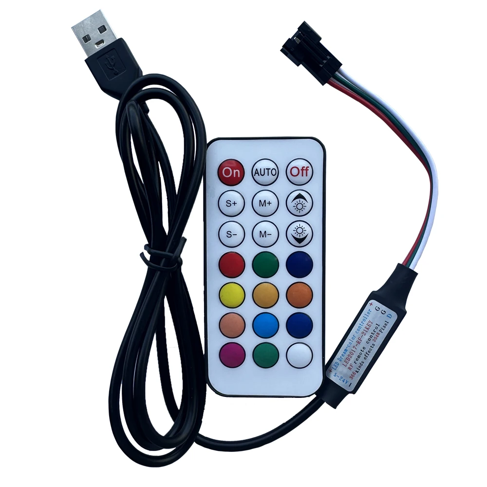 DC5-24V 21Key USB/DC Led Controller Mini Pixel Dimmer 3Pin 4Pin For WS2812/WS2811/SK6812 Strip Light RF Remote Wireles remote co