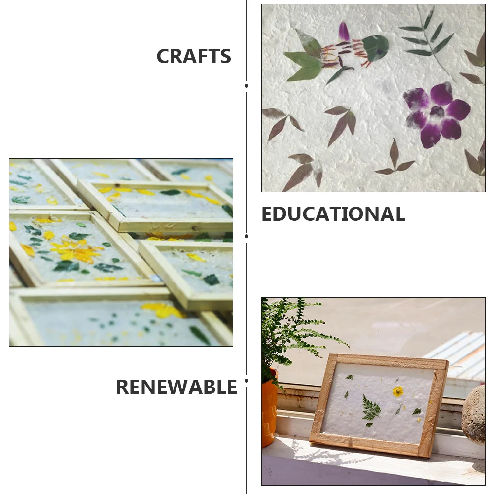 Ensemble d'outils de fabrication de papier faits à la main, cadre en bois, Kit de pâte sèche pour enfants, Protection de l'environnement, artisanat éducatif, bricolage