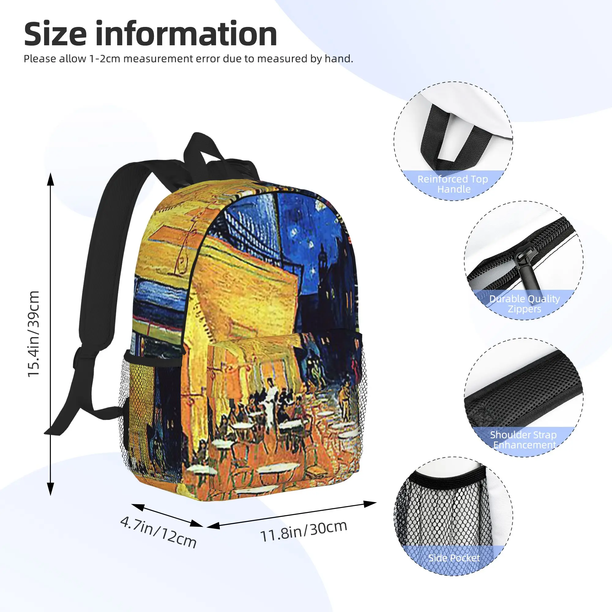 Vincent van Gogh The Cafe Terrace on the Place de Forum Backpack Hot Sale Daypack BookBag Shoulder Bags for Men Women School Bag