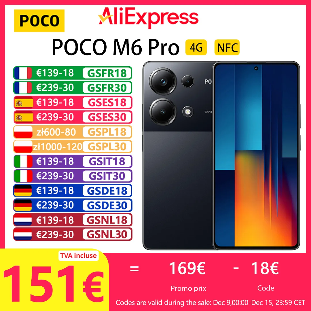 POCO M6 Pro 4G Smartphones, NFC, Helio G99-Ultra, 120Hz Flow AMOLED, 64MP Kamera, 67W Aufladen, 5000mAh, Lokale Garantie, Globale Version