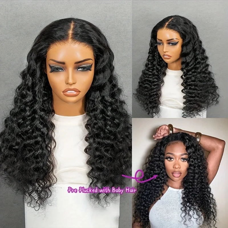 13x5 موجة المياه الطبيعية الأسود الدانتيل أمامي الشعر البشري جيري الضفيرة على استعداد لارتداء قبل قطعها قبل قطع الدانتيل شعر مستعار واقعي #4