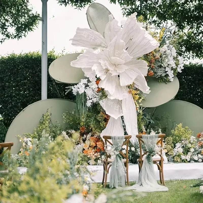 Giant wedding decoration waterproof fireproof paper art floral background